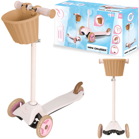 OUTLET EVO Regulowana Trójkołowa Hulajnoga dla Dzieci z Koszyczkiem Mini Cruiser Basket Różowa USZKODZONE OPAKOWANIE
