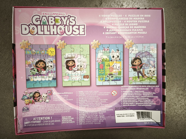 OUTLET Drewniane puzzle Koci Domek Gabi 4 układanki USZKODZONE OPAKOWANIE