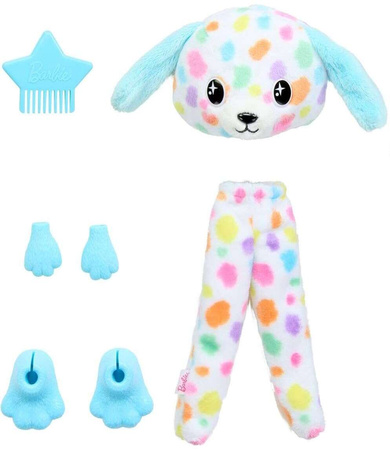 Barbie Cutie Reveal Lalka Dalmatyńczyk niespodzianka w kostiumie pieska + figurka i akcesoria