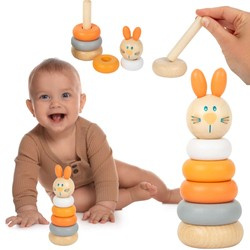 Drewniana Wieża Królik Piramida z kółek Układanka Montessori Small Foot