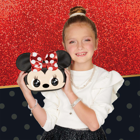 Purse Pets Disney Myszka Minnie Interaktywna Czarna Torebka z ruchomymi oczami + Opaska do włosów Uszy Myszki Minnie z kokardką