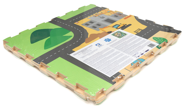 Mata podłogowa edukacyjna 120x120 Grube puzzle piankowe 4 szt. Humbi Miejskie ulice Miasto Miasteczko Drogi