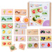 Montessori Kolorowe Drewniane Puzzle Układanka edukacyjna Owoce i Warzywa 34 elementy