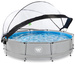 Basen ogrodowy okrągły 360x76 cm z pompą filtrującą i zadaszeniem szary