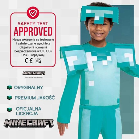 Minecraft kostium, strój karnawałowy diamentowa zbroja 127-136 cm (7-8 lat)