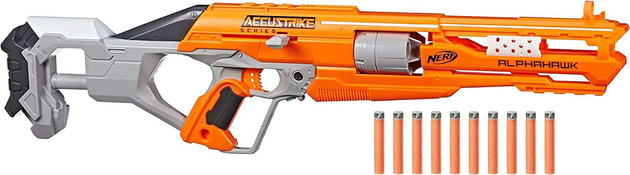 OUTLET NERF N-Strike Elite wyrzutnia Alphahawk 10 strzałek USZKODZONE OPAKOWANIE