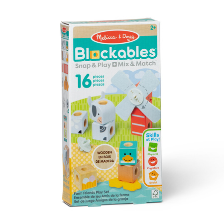 Klocki Drewniane Zwierzątka Blockables Na Farmie Melissa & Doug 16 El.