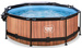 Basen ogrodowy okrągły 300x76 cm z pompą filtrującą i zadaszeniem brązowy