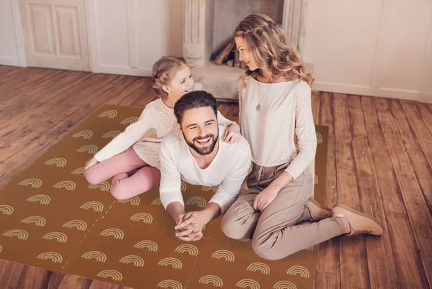 Humbi Duża Mata edukacyjna Grube Puzzle piankowe brązowe XXL 180X180 cm z pianki EVA + KREA Balance Board Deska do balansowania