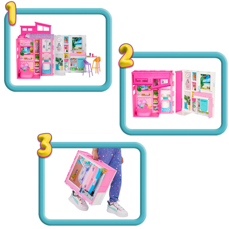 Barbie zestaw składany przenośny domek letni dla lalek Getaway + akcesoria