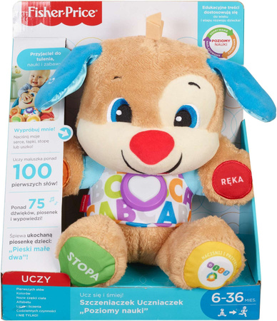 Ucz się i śmiej! Szczeniaczek uczniaczek interaktywny pluszak Poziomy nauki