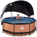 Basen ogrodowy okrągły 244x76 cm z pompą filtrującą i markizą brązowy