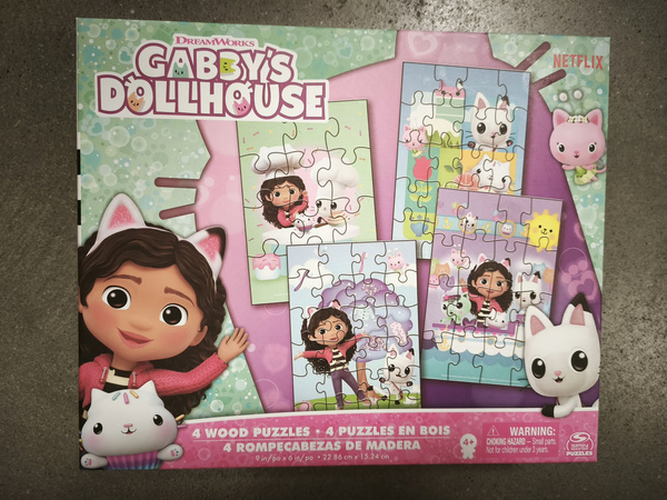 OUTLET Drewniane puzzle Koci Domek Gabi 4 układanki USZKODZONE OPAKOWANIE