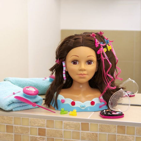 Lalka Duża Głowa do stylizacji czesania włosów Fryzjer Mia+ paletka do makijażu dla dzieci