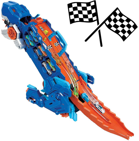 Hot Wheels T- Rex Mega Transporter światło/dźwięk + 2 auta