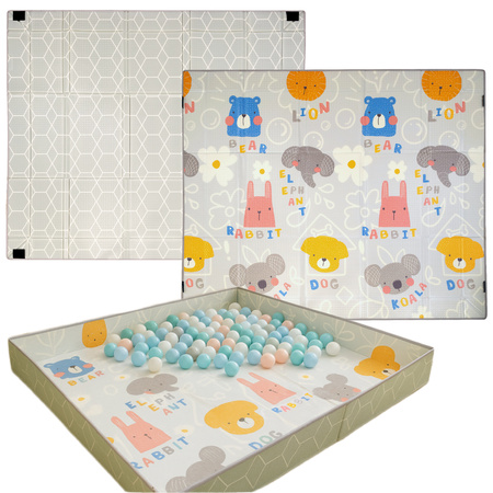 Dwustronna Składana Mata Edukacyjna 2w1 z pianki XPE Podłogowa Bezpieczna Humbi 200x180 cm z rzepami