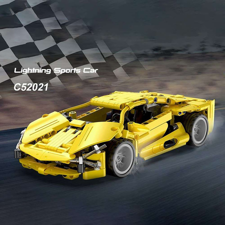 Klocki konstrukcyjne CaDA Samochód sportowy wyścigowy 24 cm Auto Lightning Sports Car z napędem pull back 357 elementów
