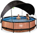 Basen ogrodowy okrągły 300x76 cm z pompą filtrującą i markizą brązowy
