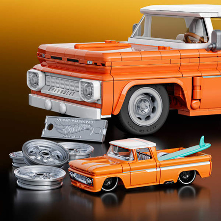 Hot Wheels Klocki Seria Elite Brick Shop Samochód Custom '62 Chevrolet 858 elementów