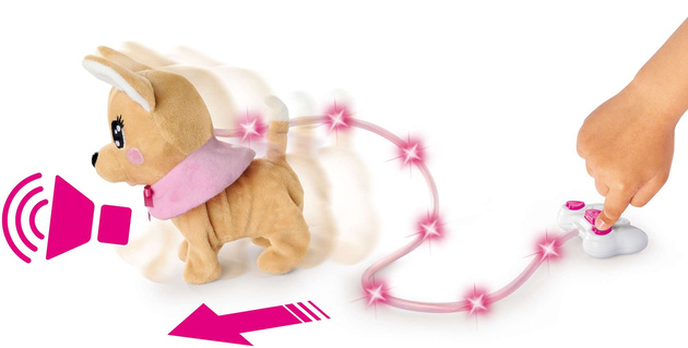 OUTLET Chi Chi Love Interaktywny Piesek Chihuahua Loomy z pilotem Dźwięk Świecąca smycz 18 cm 3+ PO ZWROCIE