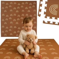 OUTLET Mata piankowa podłogowa Humbi 180x180 puzzle piankowe 9 szt. brązowy łuki tęcza WADLIWE