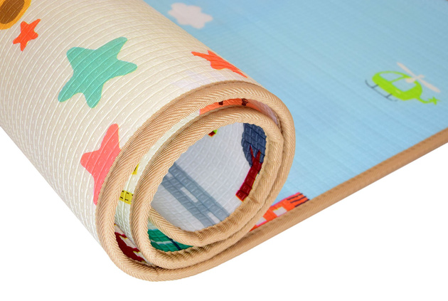 Humbi Dwustronna edukacyjna mata piankowa Uliczki Zwierzęta 120 x 180 x 1 cm pastelowa