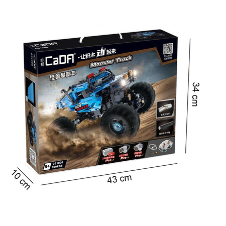 Zestaw CaDA Klocki Zdalnie sterowane Niebieski Monster Truck 699 el. i Pojazd Blue Knight-500 325 el.