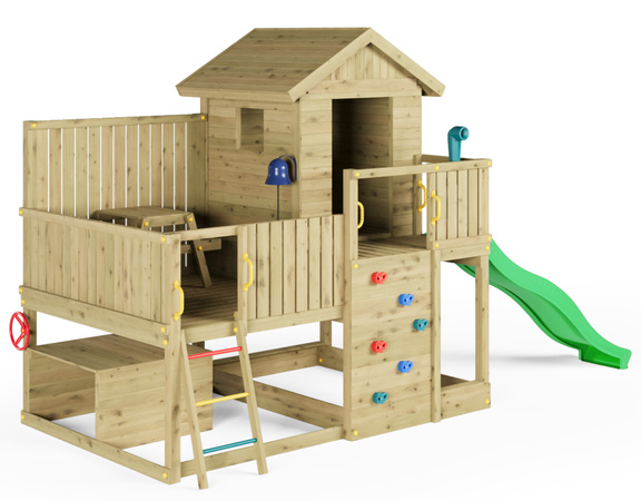 Fungoo Plac zabaw drewniany ogrodowy Sweet House ze zjeżdżalnią