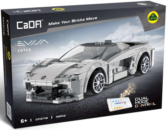 Klocki CaDA Pojazd zdalnie sterowany Auto wyścigowe EVO Race Car + wytrzymały Lotus Evija RC Dual Mode 597 el.