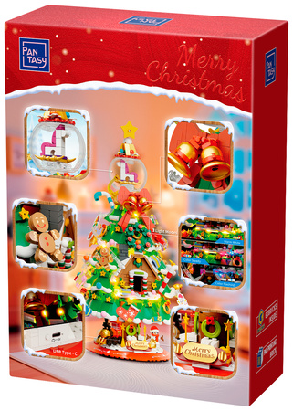 Klocki konstrukcyjne Pantasy Choinka Bożonarodzeniowa ze światłami 1056 elementów