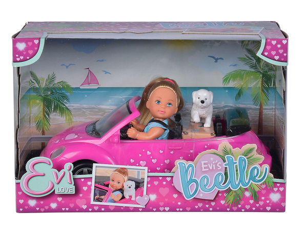 Evi Love lalka w kabriolecie New Beetle piesek