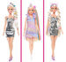 Barbie lalka modowa z metaliczną sukienką i doczepianymi włosami + akcesoria