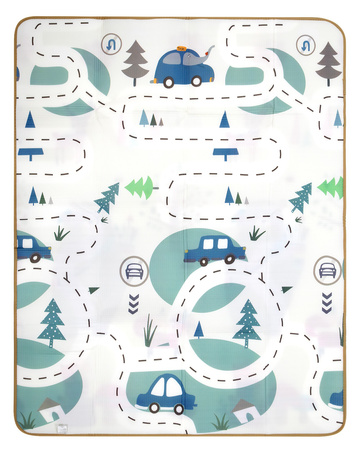 Dwustronna piankowa mata edukacyjna z pianki EPE 150 x 180 cm misie liski i auta