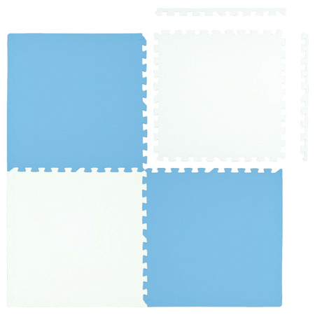 Mata piankowa podłogowa Humbi 120x120 Duże puzzle piankowe wodoodporne bezpieczne 4 szt. błękitny jasny niebieski, biały