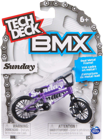 Rower mini BMX Sunday fioletowy Fingerbike + naklejki Tech Deck Spin Master