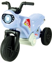 Błękitny Trójkołowy motorek jeździk biegowy dla dzieci