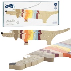 Drewniane Puzzle kolorowy Jamnik układanka piesek dla najmłodszych Small Foot