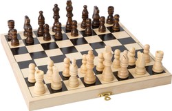 Drewniane szachy tradycyjne w skrzyneczce gra logiczna