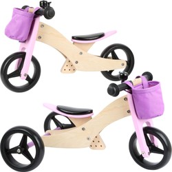 Drewniany rowerek biegowy trójkołowy 2w1 różowy Trike