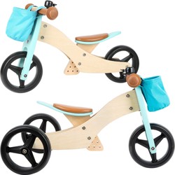 Drewniany rowerek biegowy trójkołowy 2w1 turkusowy Trike