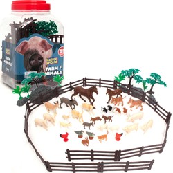 Duży Zestaw Figurek Farma Zwierzątka Wiejskie Figurki Zwierzęta na wsi na farmie w pudełku 55 elementów