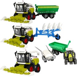 Duży zestaw Moje Ranczo Kombajny zbożowe rolnicze Traktor z naczepką