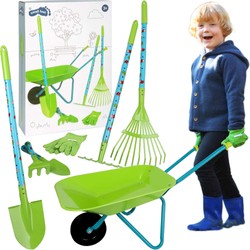 Duży zestaw ogrodniczy z taczką zielone narzędzia dla dzieci do pracy w ogrodzie
