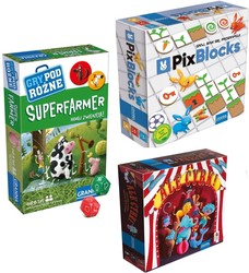 Granna zestaw gier PixBlocks + Super Farmer Superfarmer + gratis Gra Ale cyrk!
