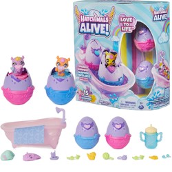 Hatchimals Alive! Love to Live Kąpiel brokatowych figurek + jajka i akcesoria