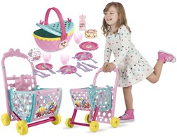 IMC Toys Wózek sklepowy na zakupy Myszka Minnie + koszyk piknikowy z akcesoriami