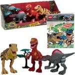Jurassic World 3 Figurki Dinozaury ze światłem i dźwiękiem + książeczka z naklejkami 