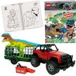 Jurassic World Zestaw Samochód Jeep i figurka dinozaura + Lego kolorowanka z naklejkami