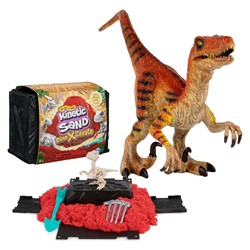 Kinetic Sand Dino XCavate zestaw poszukiwanie szkieletu dinozaura piasek i akcesoria oraz figurka Velociraptor 19 cm