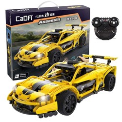 Klocki konstrukcyjne CaDA Wyścigówka Samochód zdalnie sterowany Assassin 30 cm Pojazd żółte auto RC Dual Mode Control Autko sportowe 417 elementów